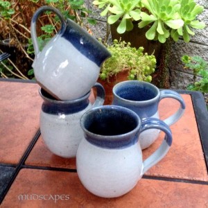 Blue and White Farm Mugs - Mudscapes by Kathy Booker