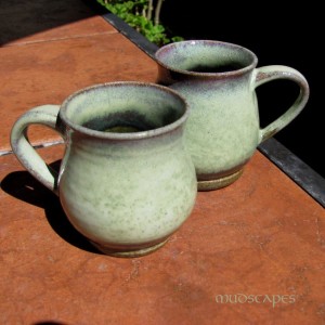 Dreamy Green Mugs - Mudscapes by Kathy Booker