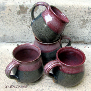 Raspberry Mugs - Mudscapes by Kathy Booker